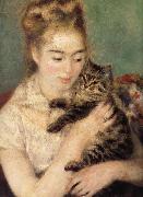 Pierre-Auguste Renoir Woman with a Cat Germany oil painting artist